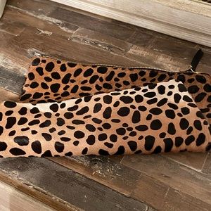 Clare v leopard fold over clutch